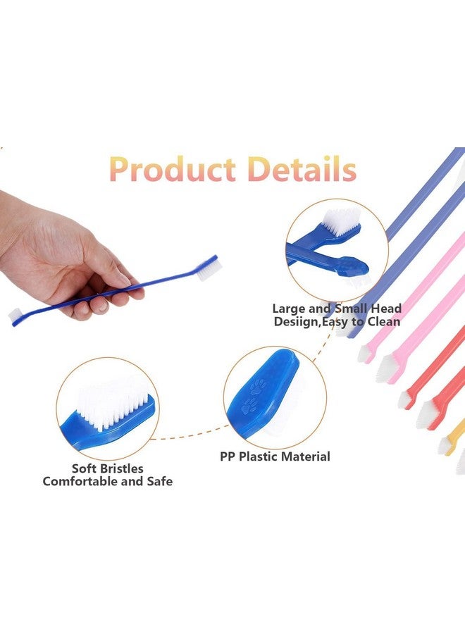 بت فرشاة أسنان مزدوجة الرأس للكلاب والقطط بمقبض طويل فرشاة أسنان للحيوانات الأليفة فرشاة أسنان مزدوجة الطرف للكلاب بشعيرات ناعمة فرشاة تنظيف أسنان الكلاب للكلاب الأليفة والجراء والقطط الصغيرة العناية بالأسنان - Image 2