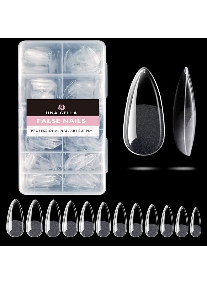 UNA GELLA - UNA GELLA Almond Gel x Nail Tips, 504PCS Pre Etched Clear Fake Nails Tips Medium Almond Shape - 12 Sizes Full Cover Soft Acrylic Press On Nail Extensions No C Curve Gift for Diy at Home - Image 1