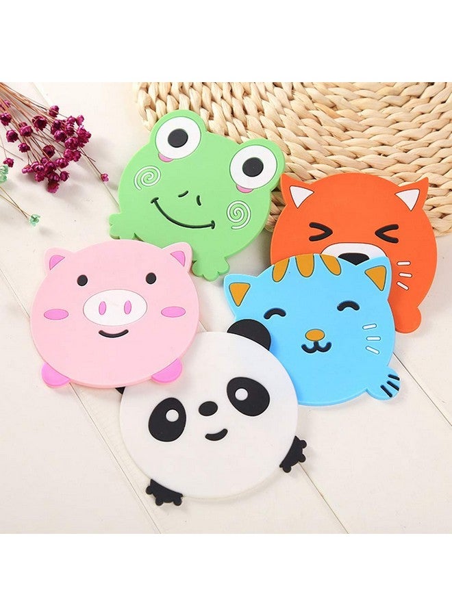 HARI - 5PCS Silicone Coaster Colorful Animal Coaster Cup Mat for Drinks Durable Non-Slip Hot Pads Protection Furniture Damage for Home and Kitchen Use. - Image 4