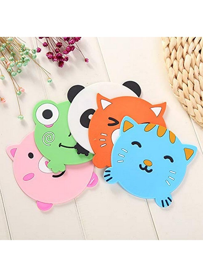 HARI - 5PCS Silicone Coaster Colorful Animal Coaster Cup Mat for Drinks Durable Non-Slip Hot Pads Protection Furniture Damage for Home and Kitchen Use. - Image 1
