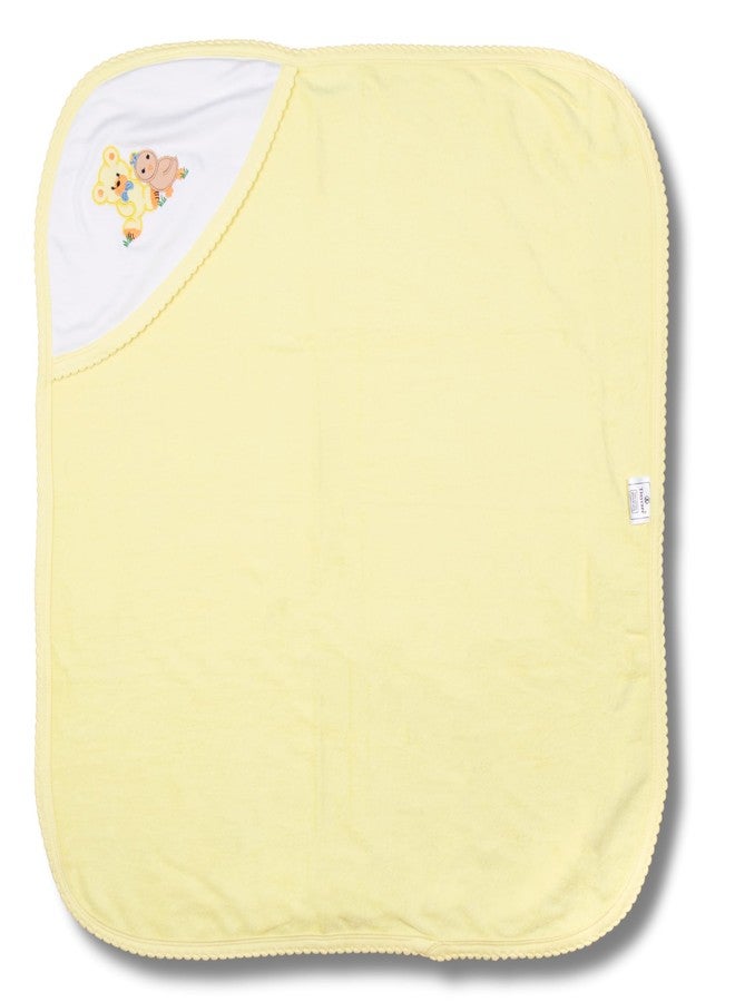 Tinycare Cotton Bath Hooded Towel for New Born, Extra Soft Double Side Terry Fabric Printed Towel for Kids/Toddler/Infants 72 x 72cm, Quick Absorbent, Reusable Towels (Yellow- 1P) 0-12 Months