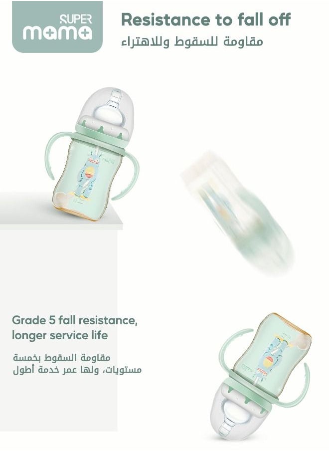 SUPERMAMA - PPSU Baby Feeding Bottle With Silicone Nipples And Handle for Newborn Anti Colic Flatulence 180ml - Image 1