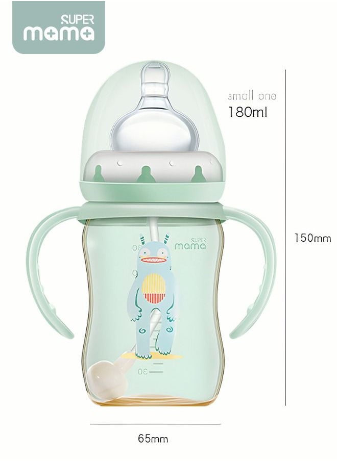SUPERMAMA - PPSU Baby Feeding Bottle With Silicone Nipples And Handle for Newborn Anti Colic Flatulence 180ml - Image 1