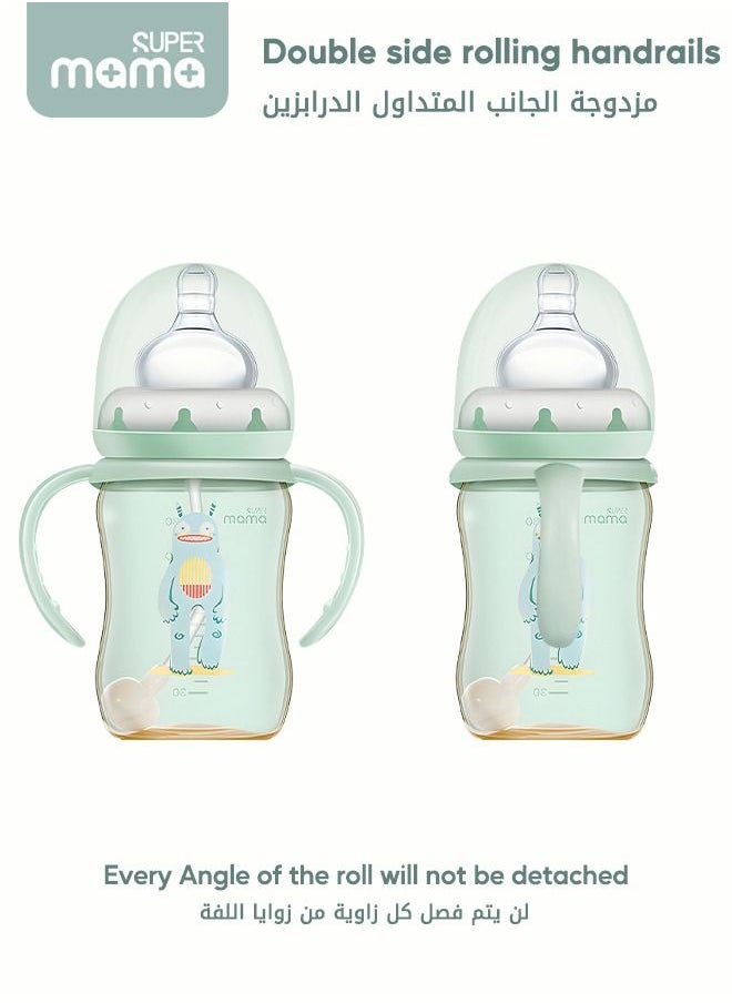 SUPERMAMA - PPSU Baby Feeding Bottle With Silicone Nipples And Handle for Newborn Anti Colic Flatulence 180ml - Image 1