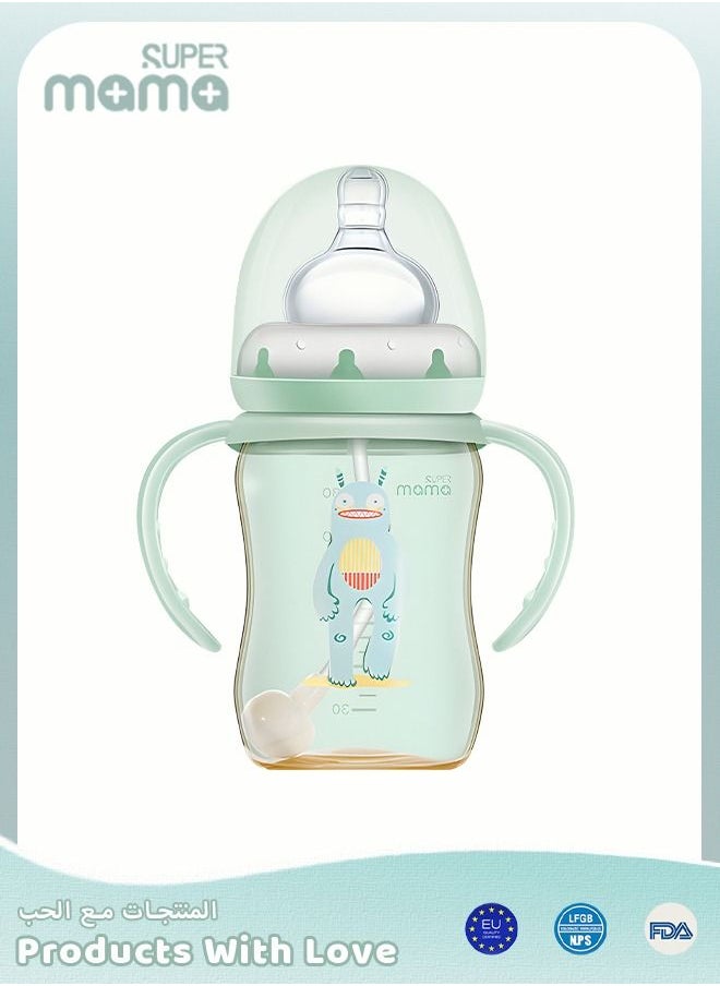 SUPERMAMA - PPSU Baby Feeding Bottle With Silicone Nipples And Handle for Newborn Anti Colic Flatulence 180ml - Image 1