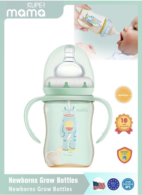 PPSU Baby Feeding Bottle With Silicone Nipples And Handle for Newborn Anti Colic Flatulence 180ml