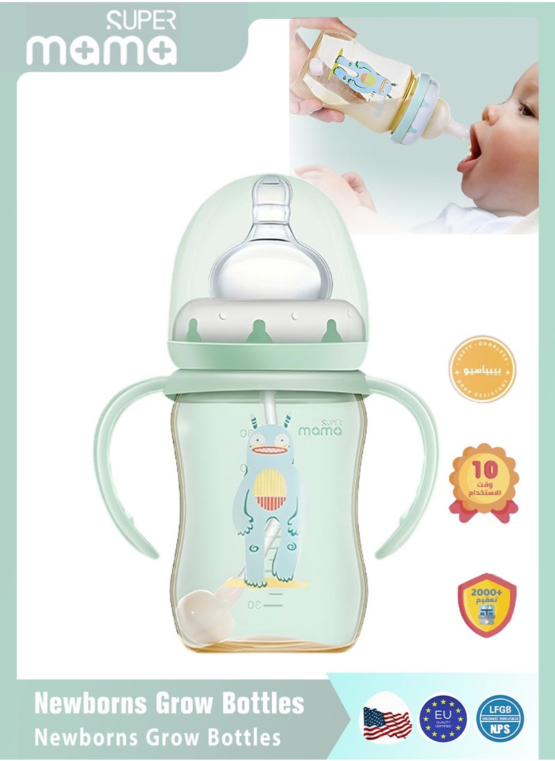 SUPERMAMA - PPSU Baby Feeding Bottle With Silicone Nipples And Handle for Newborn Anti Colic Flatulence 180ml - Image 1
