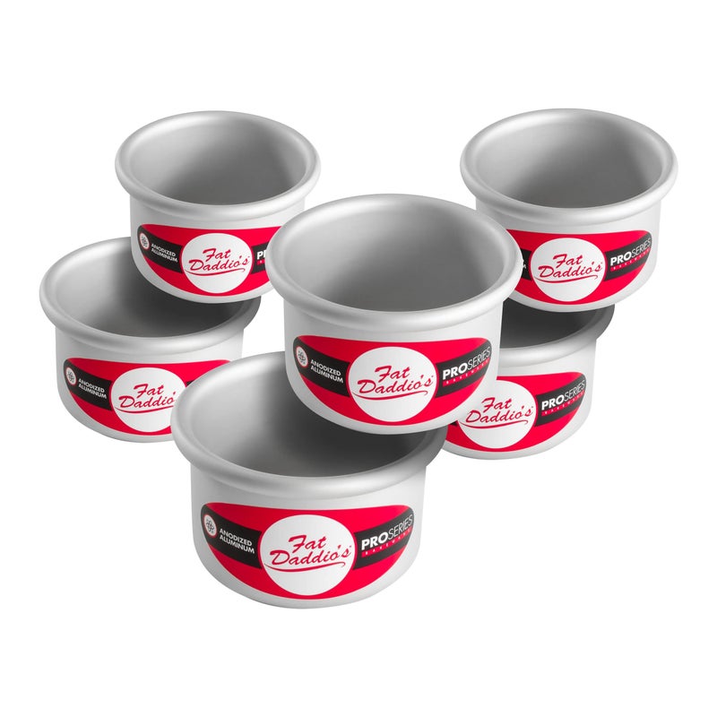 Fat Daddio's Anodized Aluminum Round Cake Pans, 6 Piece Set, 3 x 2 Inch - Image 1