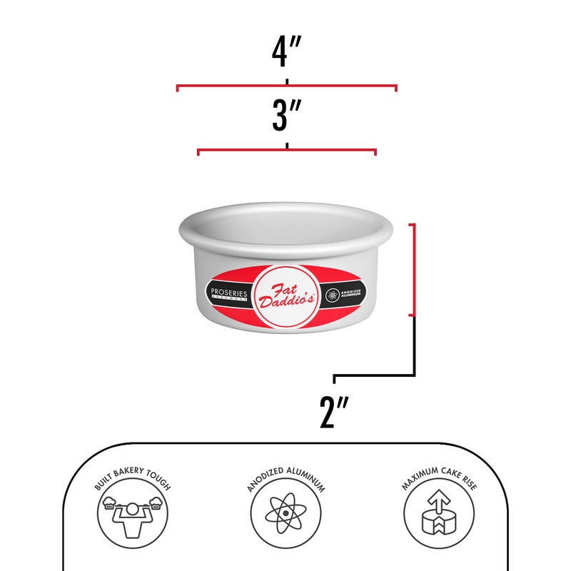 Fat Daddio's Anodized Aluminum Round Cake Pans, 6 Piece Set, 3 x 2 Inch - Image 2