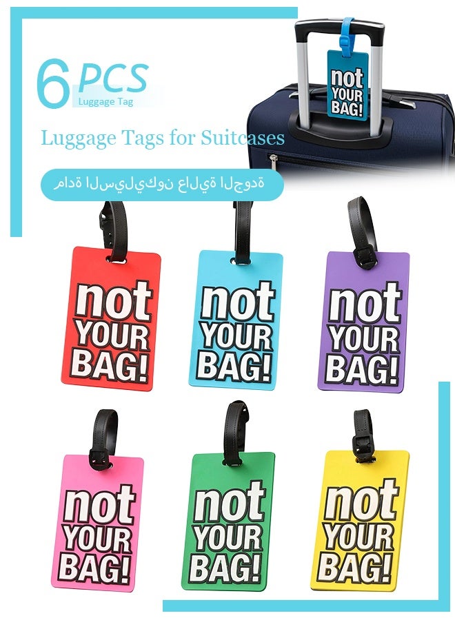 6 قطع من بطاقات تعريف الأمتعة/الحقائب بألوان زاهية (تحمل عبارة "ليست حقيبتك") - Image 1
