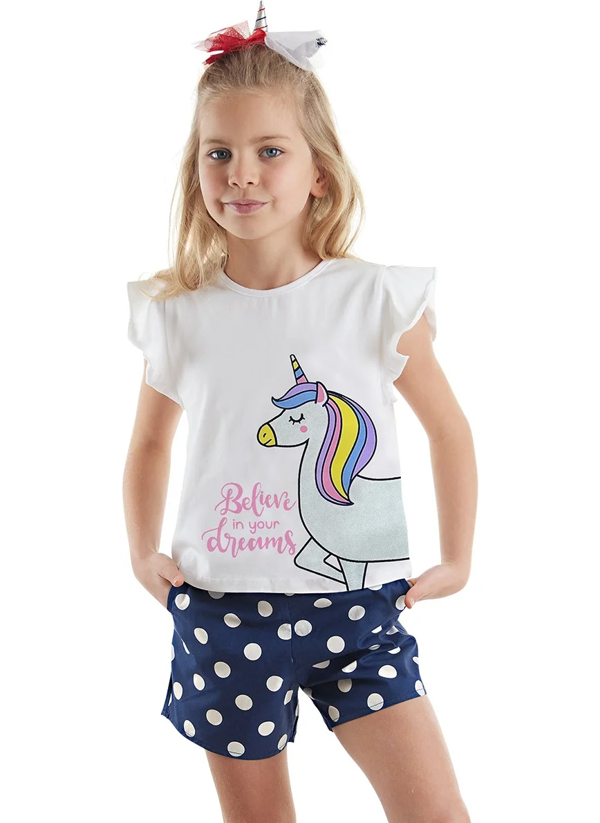 دينوكيدس Sim Unicorn Girl T-Shirt Poplin Shorts Set