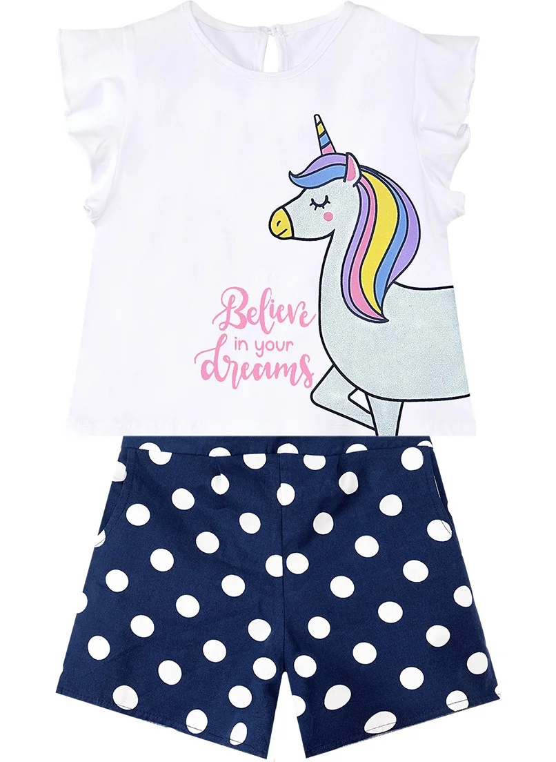دينوكيدس Sim Unicorn Girl T-Shirt Poplin Shorts Set