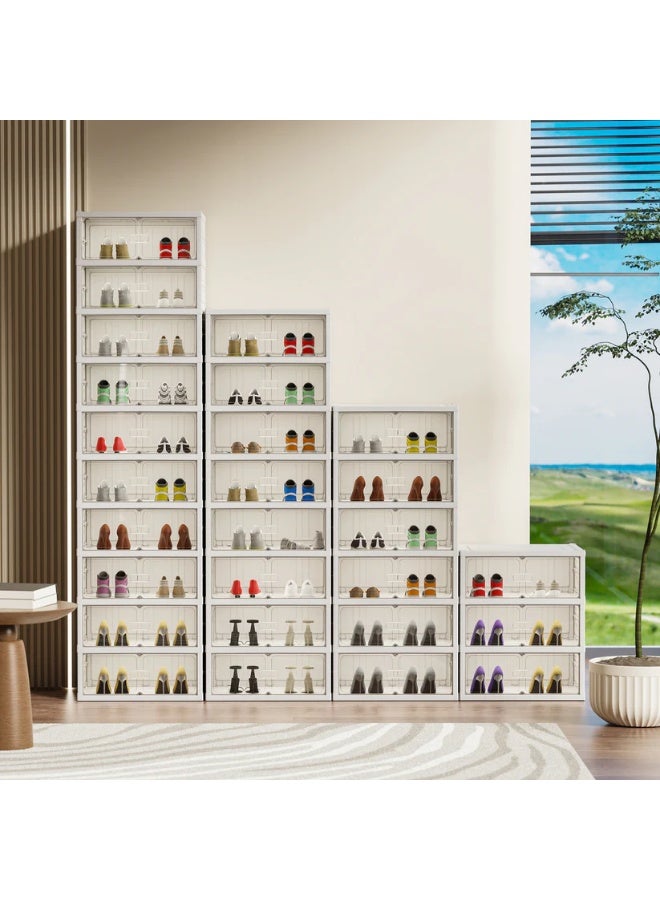 كونسيبت هوم منظم أحذية من 6 طبقات، عريضة تحمل 12 حذاءً، نافذة شفافة، بلاستيك أبيض/شفاف - Image 4