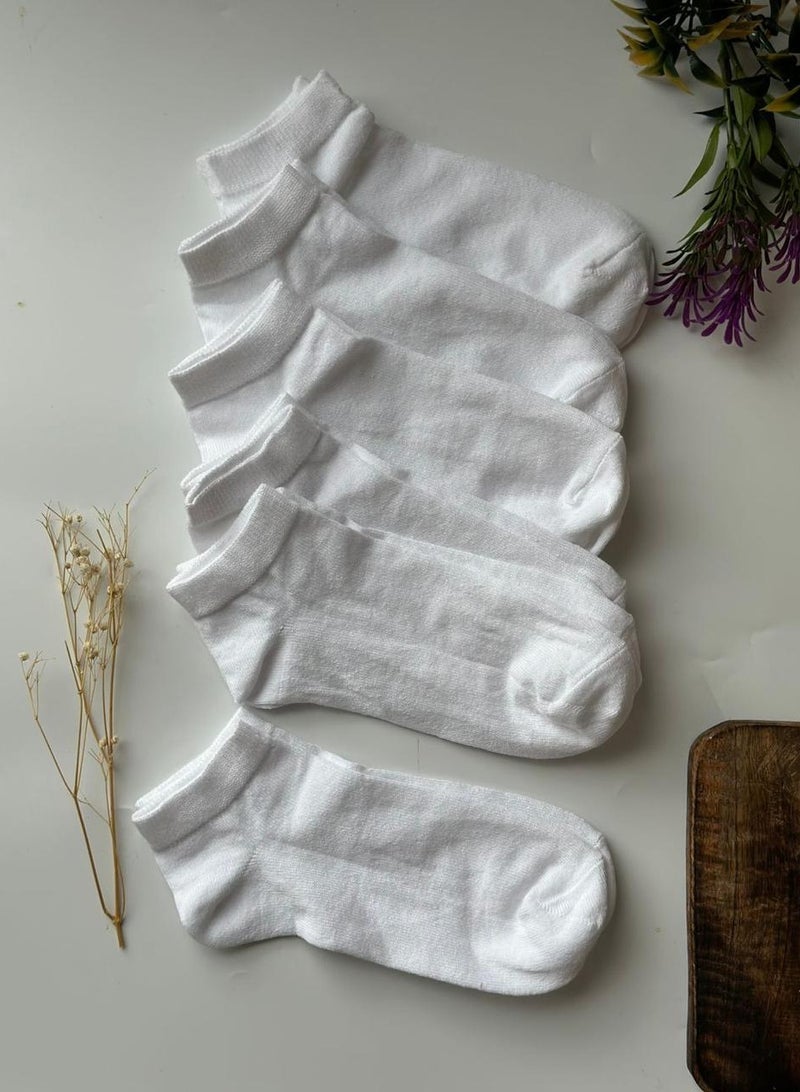men and women white socks cotton absorb sweat size (36-40) (6 pairs) - Image 1