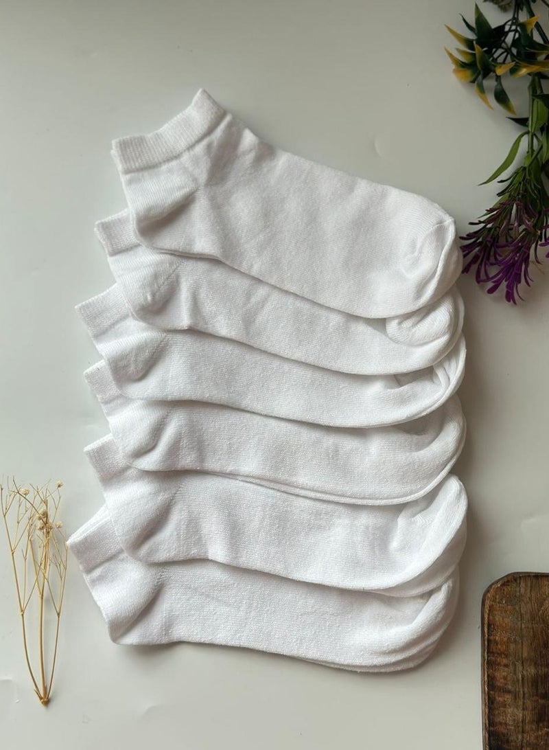men and women white socks cotton absorb sweat size (36-40) (6 pairs) - Image 2