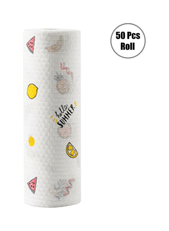 NIBEMINENT 50-Piece Roll Disposable Dish Cloth Set White/Yellow/Pink 25x8x8cm - Image 1