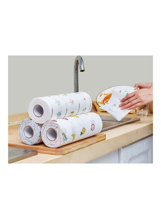 NIBEMINENT 50-Piece Roll Disposable Dish Cloth Set White/Yellow/Pink 25x8x8cm - Image 2