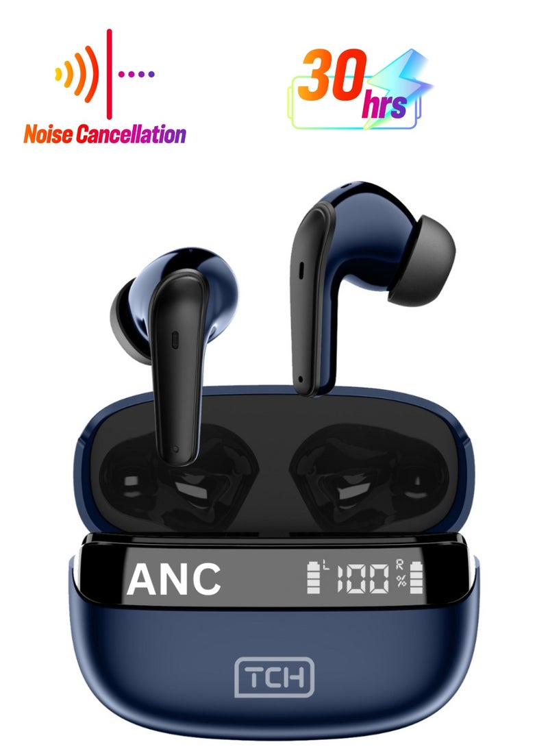 TCH - L10 ANC" Wireless Earbuds - Active Noise Cancellation, HiFi" Audio Sound Quality, Powerful Bass, Bluetooth with AI Calls, 4 Mics, IPX4 Waterproof, 8H Battery Life, LED Display, Smart Touch Controls - Image 1