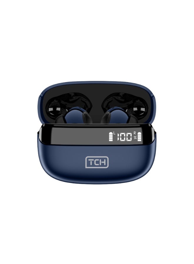 TCH Wireless Earbuds L10 ANC NAVY BLUE- Active Noise Cancellation, HiFi Audio Sound Quality, Powerful Bass, Bluetooth 5.3 with AI Calls, 4 Mics, IPX4 Water Resistant, 30H Battery Standby, LED Display, Smart Touch Controls- Android-IOS - Image 4