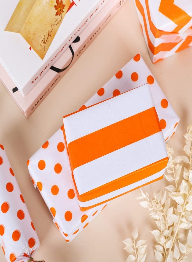 وولاين ورق تغليف هدايا الخريف من والين، 60 ورقة، 3 تصاميم، برتقالي مخطط ومنقط، كمية كبيرة، ملحق تغليف هدايا الخريف للاحتفال بأعياد الميلاد، أكياس حرفية يدوية، 13.8 × 19.7 بوصة - Image 4