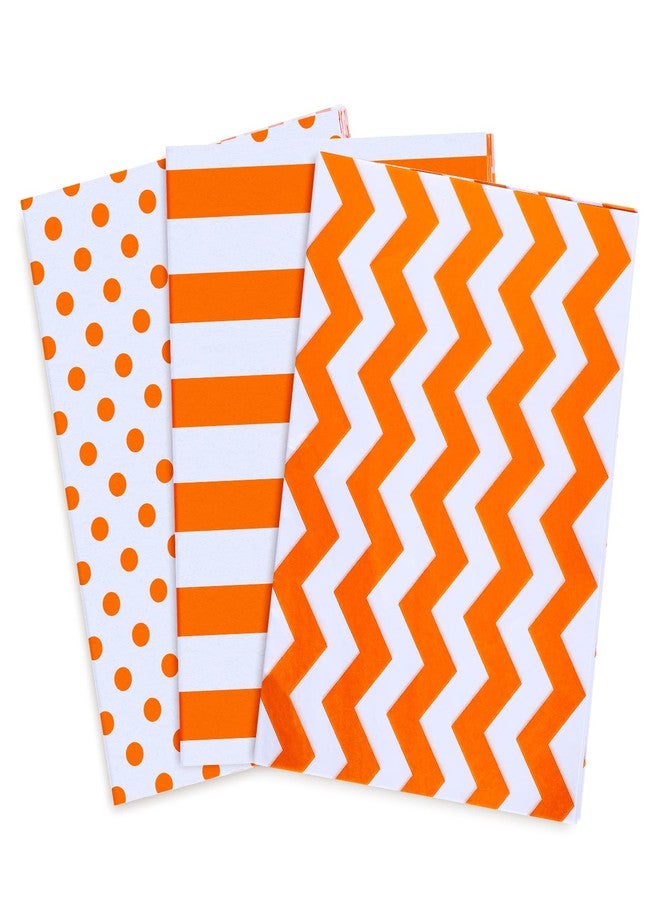 وولاين ورق تغليف هدايا الخريف من والين، 60 ورقة، 3 تصاميم، برتقالي مخطط ومنقط، كمية كبيرة، ملحق تغليف هدايا الخريف للاحتفال بأعياد الميلاد، أكياس حرفية يدوية، 13.8 × 19.7 بوصة - Image 1