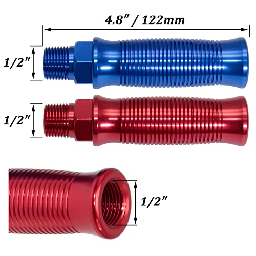 CheeMuii Glad Hand Handle Transverse Stripe Handle Anodized Aluminum Extension Grips Set Red Blue Glandhand for Semi Truck and Semi Trailers Easier Coupling - Image 2