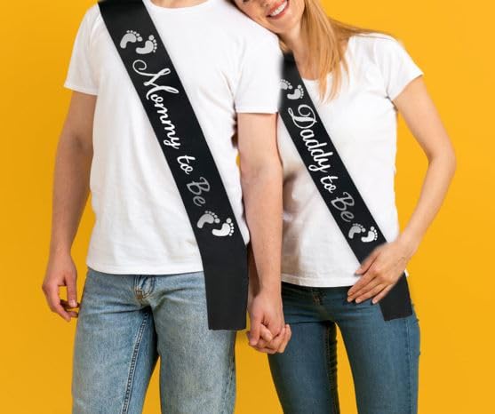 Gdto8820 2Pcs Mommy To Be & Daddy To Be Baby Shower Sash Black  Baby Shower Party Gifts For New Mom Dad Gender Reveal Supplies Decorations Favors - Image 5