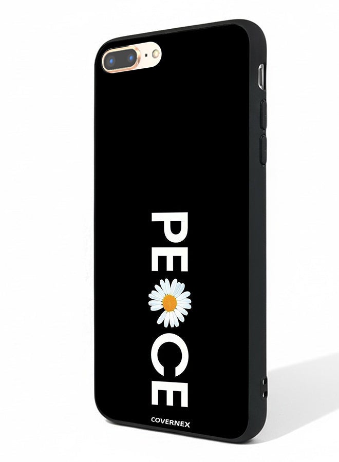 Covernex Apple iPhone 8 Plus Protective Case Cover Printed Featuring Minimalist PEACE with Daisy Graphic - Image 1