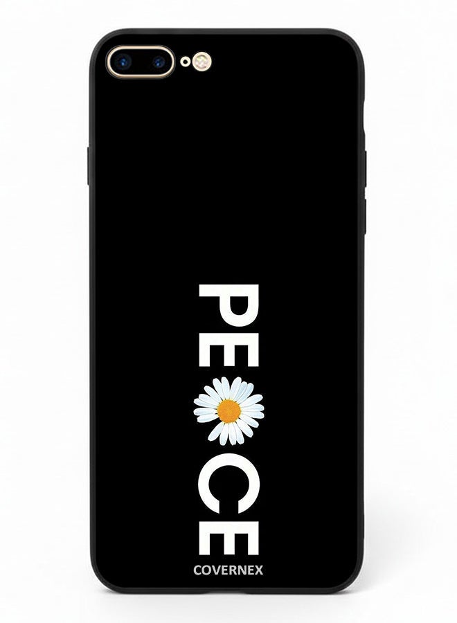Covernex Apple iPhone 8 Plus Protective Case Cover Printed Featuring Minimalist PEACE with Daisy Graphic - Image 2