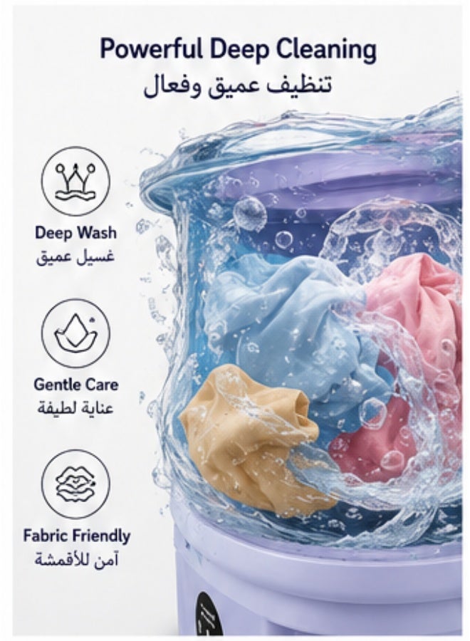 إينابايت غسالة ملابس قابلة للطي (قطعتان)، غسالة محمولة صغيرة لملابس الأطفال والملابس الداخلية والجوارب، موفرة للمساحة، مناسبة للشقق والسكن الجامعي والسفر والتخييم، تشغيل هادئ وتنظيف عميق - Image 4