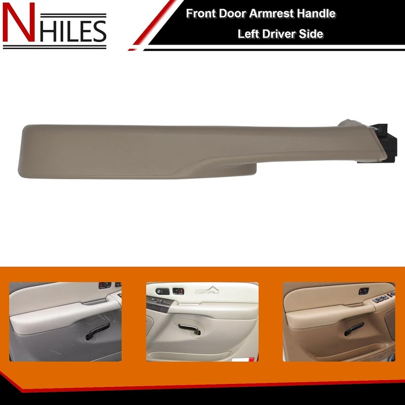 NHILES Front Door Armrest Driver Side Handle Replacement for 1999-06 Chevy Suburban/Tahoe, GMC Yukon/Avalanche Escalade - Beige - Image 2