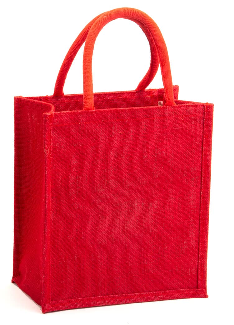 hb+ H&B Jute Lunch Bag for Men, Women, Girls - Travel Handbag With Zip Bottle Holder - Solid Colors - Image 1