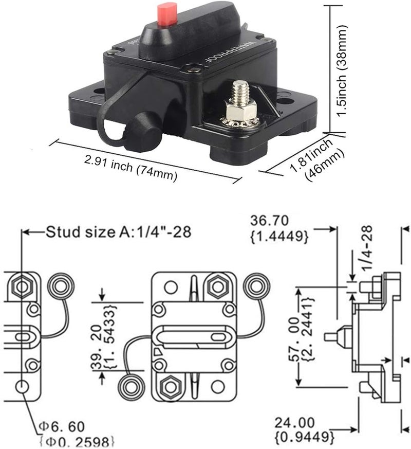 OUHL 30 Amp Circuit Breaker Manual Reset 30-250A for Car Truck Rv ATV Marine Trolling Motors Boat Vehicles,12V-48V DC (30A) - Image 5