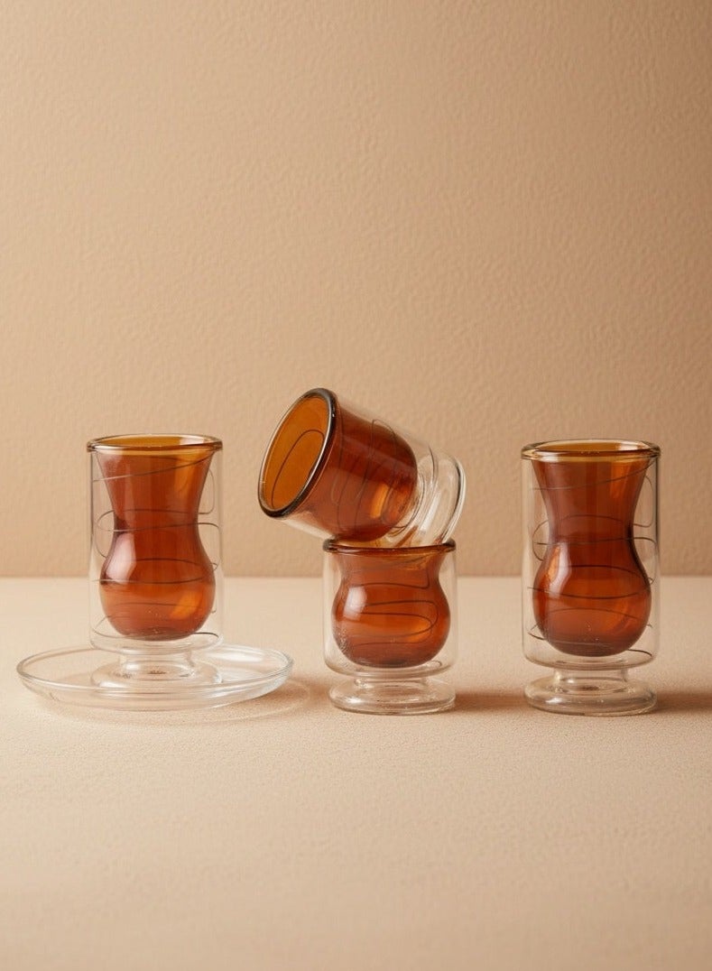 Raz Vetra Double-Wall Glass Tea & Coffee Cups Set | Modern Arabic Tea Glasses | Luxury Gift Box - Image 1