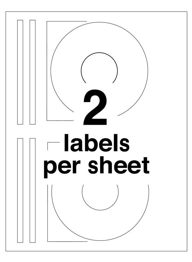 AVERY ملصقات أقراص مضغوطة قابلة للطباعة من أفيري، بيضاء غير لامعة، لاصق قابل للإزالة، لطابعات الليزر والحبر، 50 ملصق قرص مضغوط فارغ و100 ملصق عمود، رائعة لملصقات الأقراص المضغوطة، ملصقات أقراص DVD، ملصقات أقراص الكمبيوتر، والمزيد (5931) - Image 3