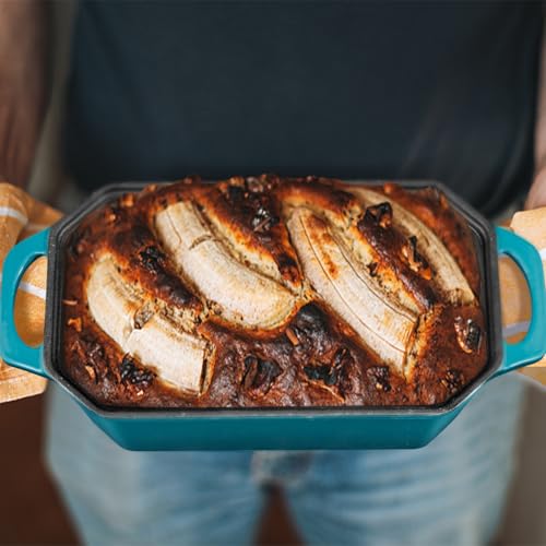 Flavehc Bread Pan Cast Iron Loaf Pan with Lid Bread Loaf Pan 9x5 Inch Loaf Pan Enameled Cast Iron Sourdough Loaf Pan, DarkCyan - Image 5
