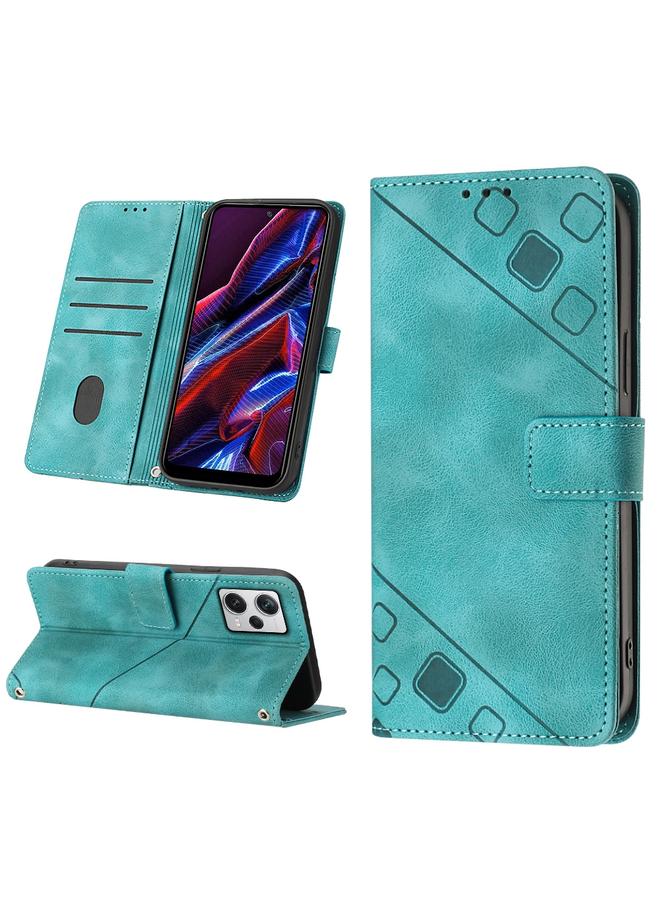 The Bros Skin-feel Embossed Leather Phone Case For Xiaomi Poco X5 5G/Redmi Note 12 China/Redmi Note 12 Global