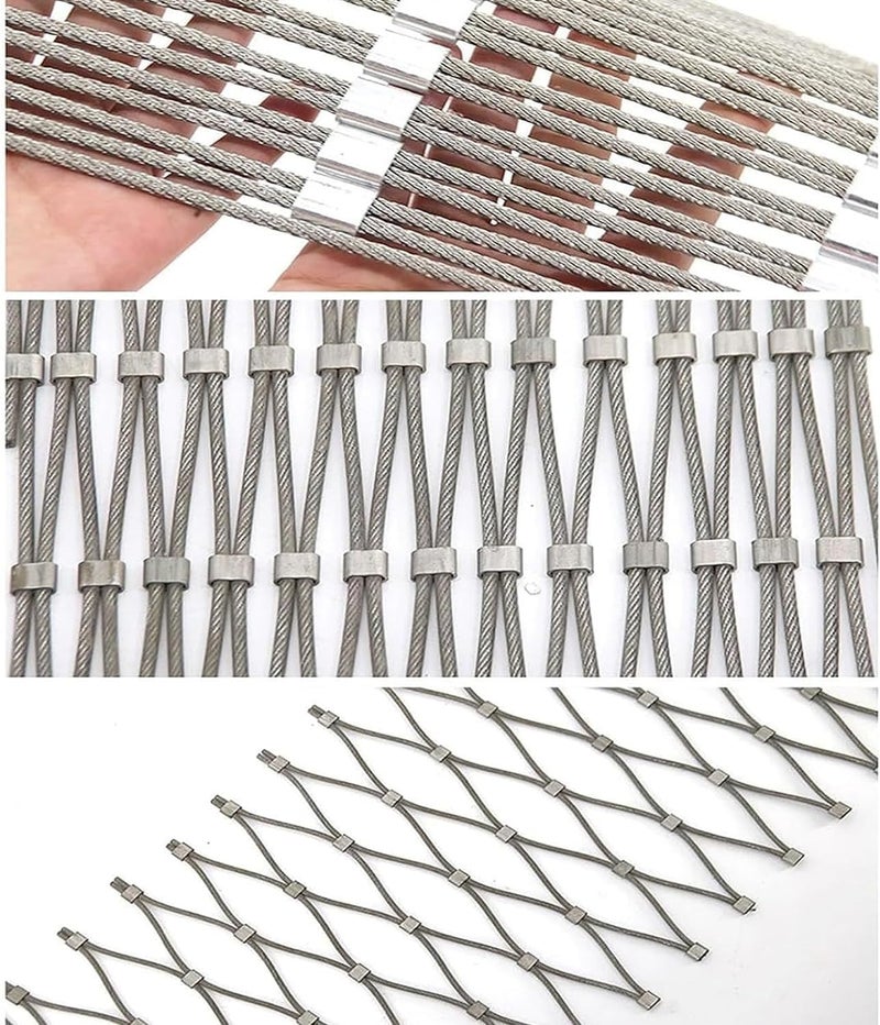 Stainless Steel Rope Wire Mesh Stainless Steel 304 Mesh, Flexible Stainless Steel Rope Mesh, Balcony Stair Wire Rope Safety Net Fall Prevention Net for Zoo Cage Fence, Balcony, Stair(10cm/1.5m - Image 3