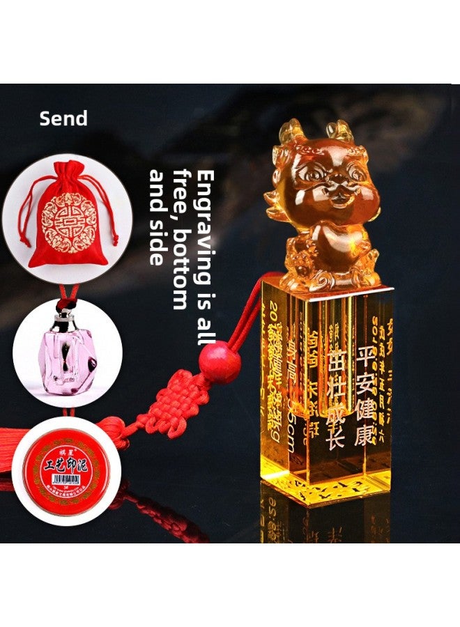 Fetal Hair Souvenir Fetal Hair Seal Umbilical Belt Seal Diy Making Crystal Glaze Zodiac Dragon Baby Navel Hundred Days Ceremony-Color:Heart Liver Baby Cow (all Engraving Is Free)  - Image 2