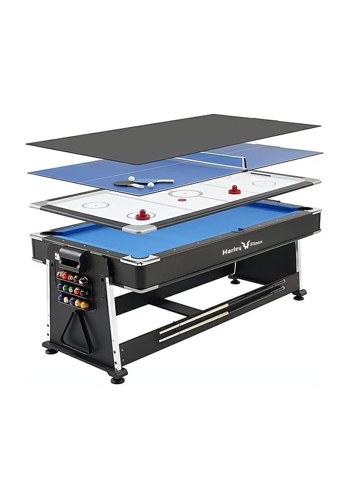 Harley Fitness 4-in-1 Multi Game Table – Pool, Table Tennis, Air Hockey & Dining Table Combo - Image 1