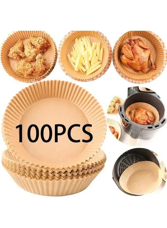 Generic 100pcs Air Fryer Disposable Paper Liners, 20Cm  For Baking, Non-Stick Round Air Fryer Baking Paper  - Image 1