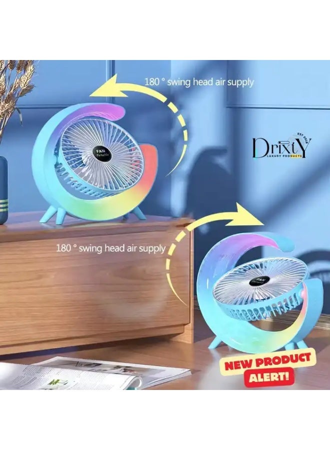 مروحة وأباجورة ذكية 2 في 1 – دوران 180 درجة مع إضاءة ليلية LED و3 سرعات تبريد، تصميم عصري محمول بقدرة عالية لتبريد وإضاءة مثالية في أي مكان - Image 3