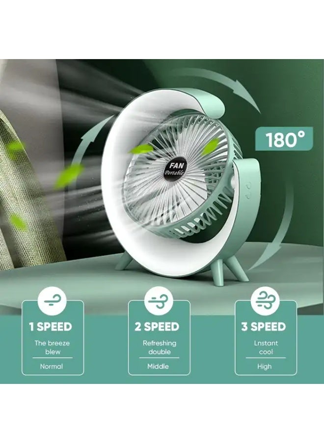 مروحة وأباجورة ذكية 2 في 1 – دوران 180 درجة مع إضاءة ليلية LED و3 سرعات تبريد، تصميم عصري محمول بقدرة عالية لتبريد وإضاءة مثالية في أي مكان - Image 2