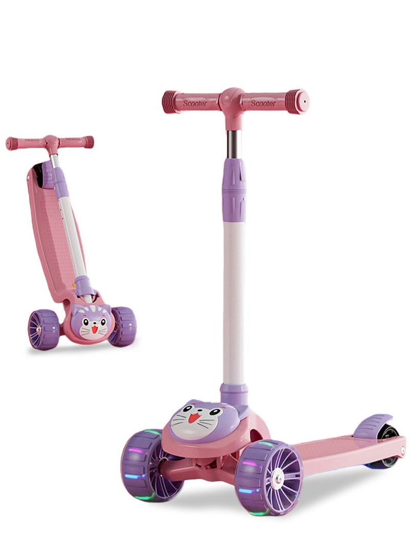 Shuer Kids Scooter with Light Up Wheels Adjustable Handlebar Foldable 3 Wheel Scooter for Children Indoor and Outdoor Use - Image 1
