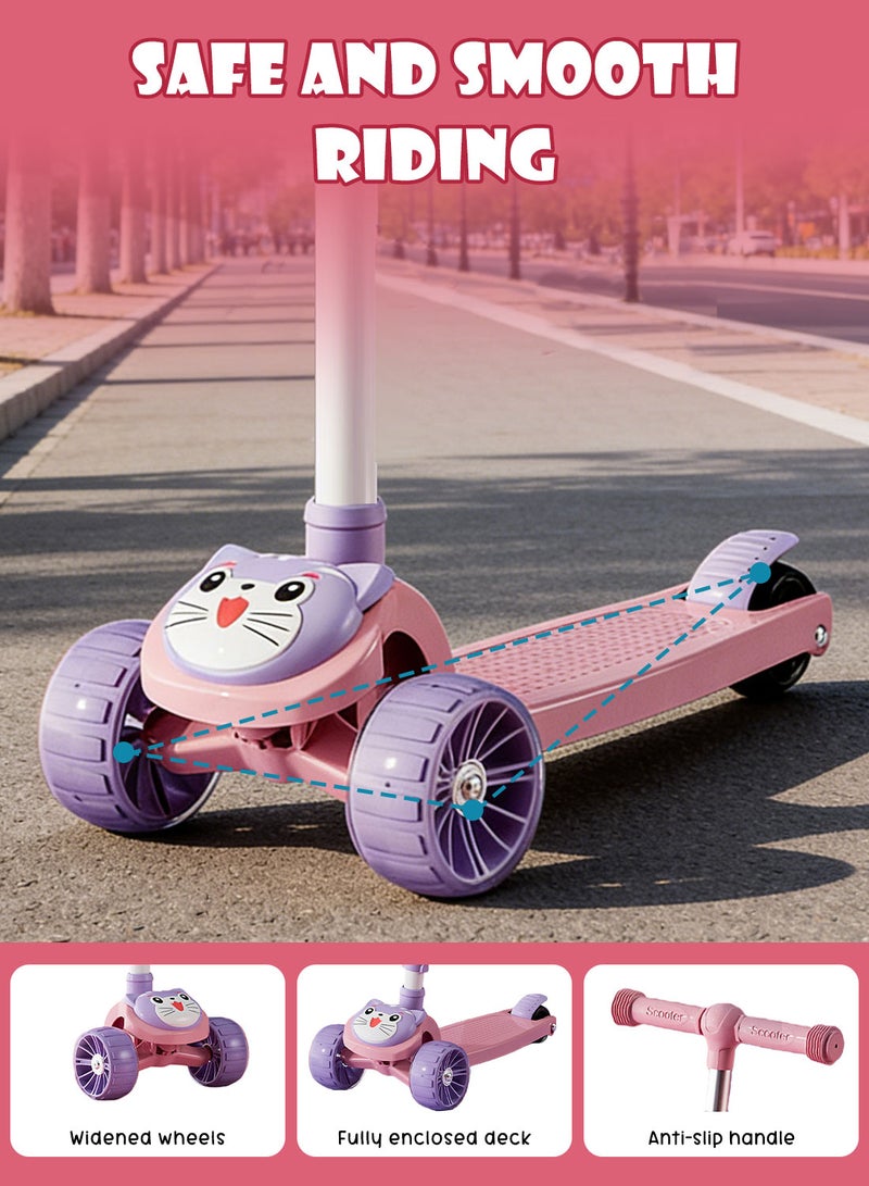 Shuer Kids Scooter with Light Up Wheels Adjustable Handlebar Foldable 3 Wheel Scooter for Children Indoor and Outdoor Use - Image 2
