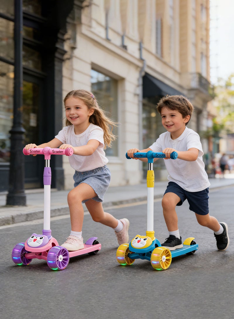 Shuer Kids Scooter with Light Up Wheels Adjustable Handlebar Foldable 3 Wheel Scooter for Children Indoor and Outdoor Use - Image 3