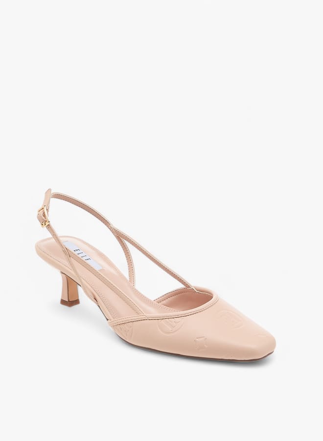 ELLE Women's Square Toe Shoes with Buckle Closure and Kitten Heels  - Image 1