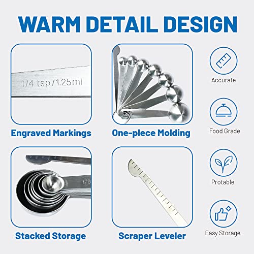 Rena Chris 8PCS Measuring Spoons, Premium Heavy Duty 18/8 Stainless Steel Measuring Spoons Cups Set, Small Tablespoon with Metric and US Measurements, Set of 8 for Measuring Dry and Liquid Ingredients - Image 4
