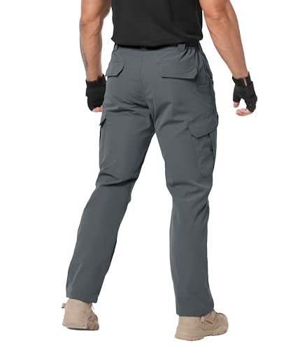Arunlluta Men’s Tactical Pants, Ripstop Water Resistant Cargo Work Pants for Men, Stretch Hiking Pants Lightweight Grey - Image 2