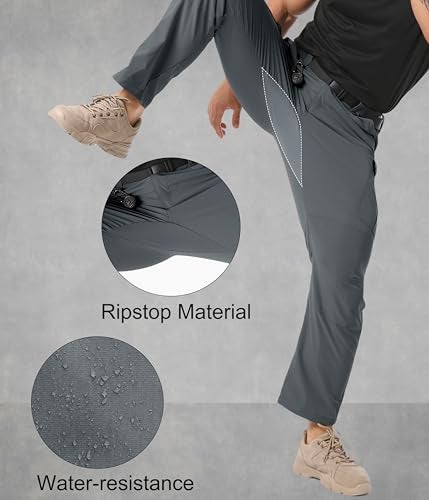 Arunlluta Men’s Tactical Pants, Ripstop Water Resistant Cargo Work Pants for Men, Stretch Hiking Pants Lightweight Grey - Image 3